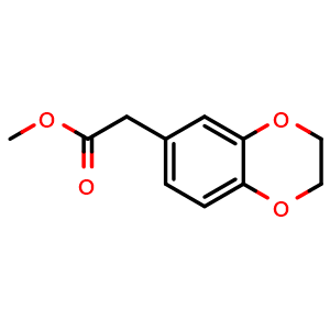 Chemical structure of Methyl 2-(2,3-dihydrobenzo[b][1,4]dioxin-6-yl)acetate , CAS 25379-89-9, AChemBlock X196527