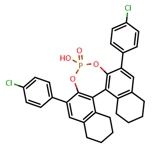 Chemical structure of (11bR)-2,6-Bis(4-chlorophenyl)-8,9,10,11,12,13,14,15-octahydro-4-hydroxy-4-oxide-dinaphtho[2,1-d:1',2'-f][1,3,2]dioxaphosphepin , CAS 915038-16-3, AChemBlock X196549