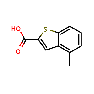 Chemical structure of 4-Methylbenzo[b]thiophene-2-carboxylic acid , CAS 1735-13-3, AChemBlock X196573