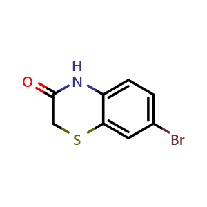Chemical structure of 7-Bromo-2H-benzo[b][1,4]thiazin-3(4H)-one , CAS 90814-91-8, AChemBlock X196576