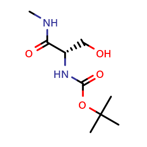 Chemical structure of tert-Butyl (S)-(3-hydroxy-1-(methylamino)-1-oxopropan-2-yl)carbamate , CAS 90703-08-5, AChemBlock X196587