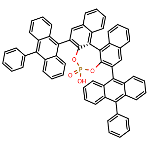 Chemical structure of (R)-3,3'-Bis[(10-phenylanthracen-9-yl)]-1,1'-binaphthyl-2,2'-diyl hydrogenphosphate , CAS 1262129-47-4, AChemBlock X196599