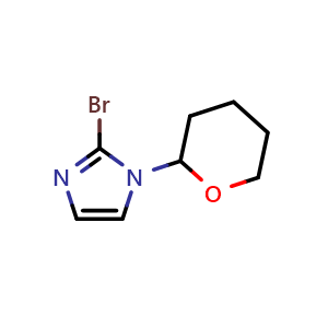 Chemical structure of 2-Bromo-1-(tetrahydro-2H-pyran-2-yl)-1H-imidazole , CAS 1065483-60-4, AChemBlock X196625