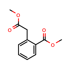 Chemical structure of Methyl 2-(2-methoxy-2-oxoethyl)benzoate , CAS 716-43-8, AChemBlock X196638