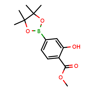 Chemical structure of Methyl 2-hydroxy-4-(4,4,5,5-tetramethyl-1,3,2-dioxaborolan-2-yl)benzoate , CAS 1073371-99-9, AChemBlock X196652