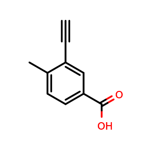 Chemical structure of 3-Ethynyl-4-methylbenzoic acid , CAS 1001203-03-7, AChemBlock X196663