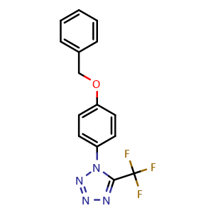 Chemical structure of 1-(4-(Benzyloxy)phenyl)-5-(trifluoromethyl)-1H-tetrazole , CAS 168267-74-1, AChemBlock X196675