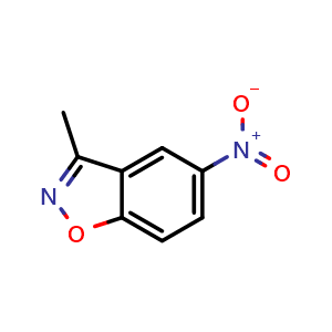 Chemical structure of 3-Methyl-5-nitrobenzo[d]isoxazole , CAS 63770-48-9, AChemBlock X196681