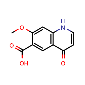 Chemical structure of 7-Methoxy-4-oxo-1,4-dihydroquinoline-6-carboxylic acid , CAS 417721-34-7, AChemBlock X196726