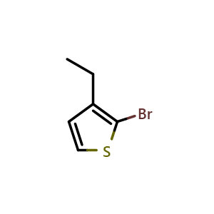 Chemical structure of 2-Bromo-3-ethylthiophene , CAS 53119-61-2, AChemBlock X196734