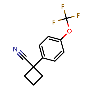 Chemical structure of 1-(4-(Trifluoromethoxy)phenyl)cyclobutane-1-carbonitrile , CAS 151157-62-9, AChemBlock X196749