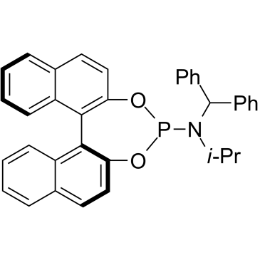 Chemical structure of (11bS)-N-(Diphenylmethyl)-N-(i-propyl)dinaphtho[2,1-d:1',2'-f][1,3,2]dioxaphosphepin-4-amine , CAS 1637749-69-9, AChemBlock X196756