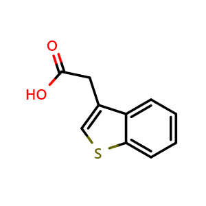 Chemical structure of 2-(Benzo[b]thiophen-3-yl)acetic acid , CAS 1131-09-5, AChemBlock X196770