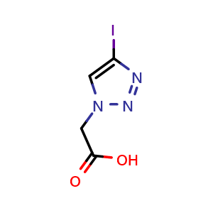 Chemical structure of 2-(4-Iodo-1H-1,2,3-triazol-1-yl)acetic acid , CAS 1360607-69-7, AChemBlock X196776