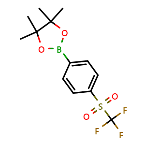 Chemical structure of 4,4,5,5-Tetramethyl-2-(4-((trifluoromethyl)sulfonyl)phenyl)-1,3,2-dioxaborolane , CAS 648904-89-6, AChemBlock X196777