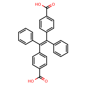 Chemical structure of 4,4'-(1,2-Diphenyl-1,2-ethenediyl)bis[benzoic acid] , CAS 1002339-79-8, AChemBlock X196849