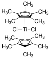 Chemical structure of Bis(pentamethylcyclopentadienyl)titanium dichloride , CAS 11136-36-0, AChemBlock X196880