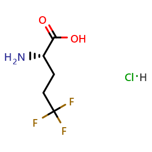 Chemical structure of (S)-2-Amino-5,5,5-trifluoropentanoic acid hydrochloride , CAS 1680174-93-9, AChemBlock X196881