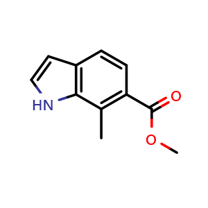 Chemical structure of Methyl 7-methyl-1H-indole-6-carboxylate , CAS 733035-34-2, AChemBlock X196882