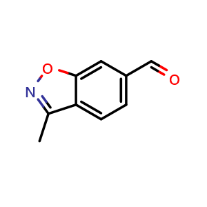 Chemical structure of 3-Methylbenzo[d]isoxazole-6-carbaldehyde , CAS 1508191-80-7, AChemBlock X196884