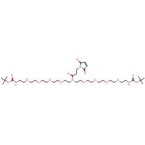 Chemical structure of N-Mal-N-bis(PEG4-NH-Boc) , CAS 2128735-27-1, AChemBlock X196949
