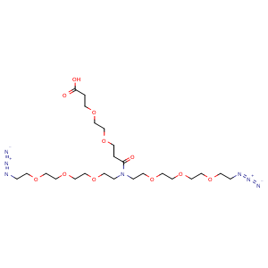 Chemical structure of N-(acid-PEG2)-N-bis(PEG3-azide) , CAS 2320560-35-6, AChemBlock X196953