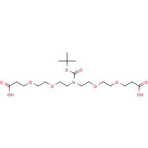 Chemical structure of N-Boc-N-bis(PEG2-acid) , CAS 2054339-01-2, AChemBlock X196966