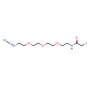 Chemical structure of Iodoacetamide-PEG3-azide , CAS 1594986-04-5, AChemBlock X196983