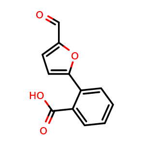 Chemical structure of 2-(5-Formylfuran-2-yl)benzoic acid , CAS 88460-72-4, AChemBlock X196998