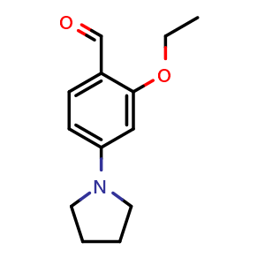 Chemical structure of 2-Ethoxy-4-(1-pyrrolidinyl)benzaldehyde , CAS 879047-44-6, AChemBlock X197013