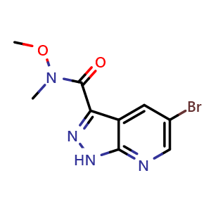 Chemical structure of 5-Bromo-N-methoxy-N-methyl-1H-pyrazolo[3,4-b]pyridine-3-carboxamide , CAS 1314734-57-0, AChemBlock X197020