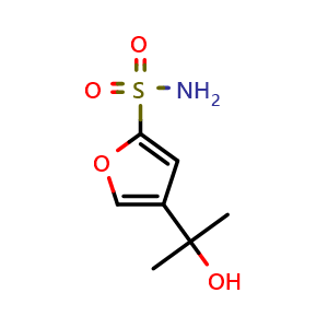 Chemical structure of 4-(2-Hydroxypropan-2-yl)furan-2-sulfonamide , CAS 210827-34-2, AChemBlock X197024