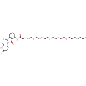 Chemical structure of Pomalidomide-PEG6-butyl iodide , CAS 1835705-74-2, AChemBlock X197033