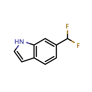 Chemical structure of 6-(Difluoromethyl)-1H-indole , CAS 127956-27-8, AChemBlock X197038
