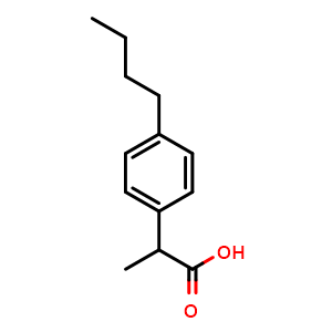 Chemical structure of 2-(4-Butylphenyl)propanoic acid , CAS 3585-49-7, AChemBlock X197040