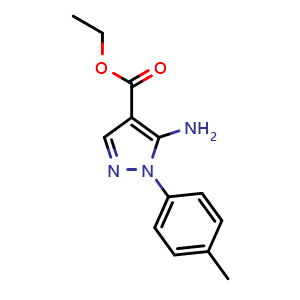 Chemical structure of Ethyl 5-amino-1-(4-methylphenyl)-1H-pyrazole-4-carboxylate , CAS 15001-11-3, AChemBlock X197054