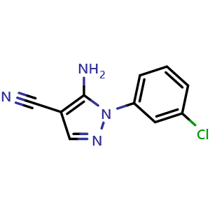 Chemical structure of 5-Amino-1-(3-chlorophenyl)-1H-pyrazole-4-carbonitrile , CAS 51516-68-8, AChemBlock X197055
