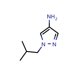 Chemical structure of 1-(2-Methylpropyl)-1H-pyrazol-4-amine , CAS 405548-42-7, AChemBlock X197056