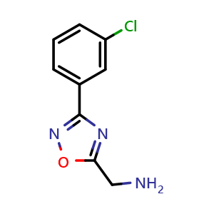Chemical structure of 1-[3-(3-Chlorophenyl)-1,2,4-oxadiazol-5-yl]methanamine , CAS 944901-69-3, AChemBlock X197058