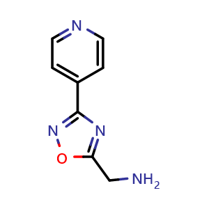 Chemical structure of 1-[3-(Pyridin-4-yl)-1,2,4-oxadiazol-5-yl]methanamine , CAS 857653-92-0, AChemBlock X197059