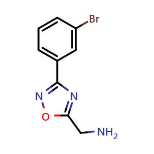 Chemical structure of 1-[3-(3-Bromophenyl)-1,2,4-oxadiazol-5-yl]methanamine , CAS 937651-15-5, AChemBlock X197061