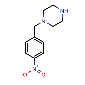 Chemical structure of 1-[(4-Nitrophenyl)methyl]piperazine , CAS 58198-49-5, AChemBlock X197064