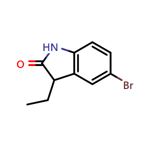 Chemical structure of 5-Bromo-3-ethyl-2,3-dihydro-1h-indol-2-one , CAS 304876-05-9, AChemBlock X197069