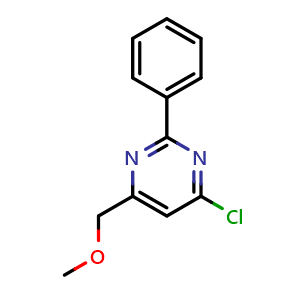Chemical structure of 4-Chloro-6-methoxymethyl-2-phenylpyrimidine , CAS 325685-59-4, AChemBlock X197095