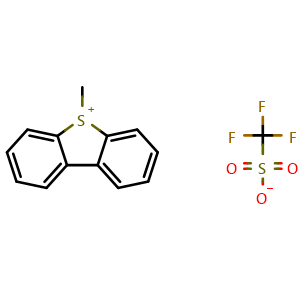 Chemical structure of 5-Methyl-5H-dibenzo[b,d]thiophen-5-ium trifluoromethanesulfonate , CAS 112359-25-8, AChemBlock X197102