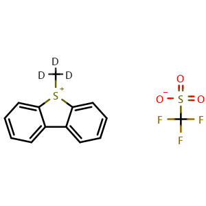Chemical structure of 5-Methyl-5H-dibenzo[b,d]thiophen-5-ium trifluoromethanesulfonate-d3 , CAS 2251781-83-4, AChemBlock X197103