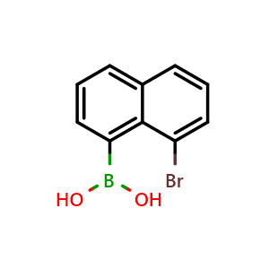 Chemical structure of (8-Bromonaphthalen-1-yl)boronic acid , CAS 167105-03-5, AChemBlock X197123