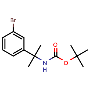 Chemical structure of tert-Butyl (2-(3-bromophenyl)propan-2-yl)carbamate , CAS 214964-87-1, AChemBlock X197164