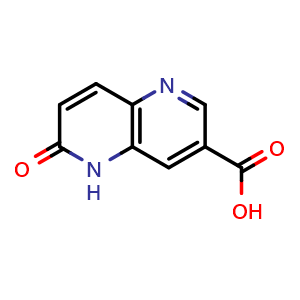Chemical structure of 6-Oxo-5,6-dihydro-1,5-naphthyridine-3-carboxylic acid , CAS 1508822-90-9, AChemBlock X197169