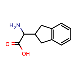 Chemical structure of 2-Amino-2-(2,3-dihydro-1H-inden-2-yl)acetic acid , CAS 16655-90-6, AChemBlock X197177